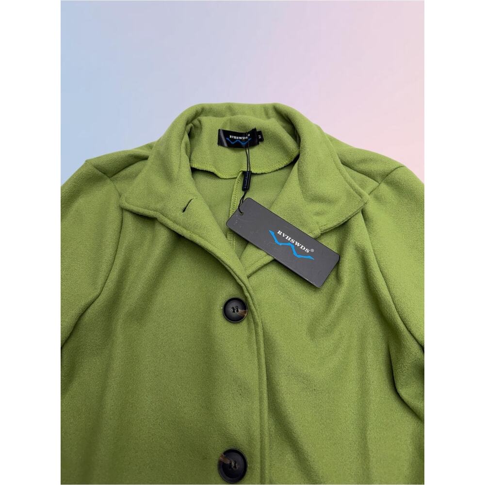 Women’s Medium Green Pea Coat - Picture 2 of 3